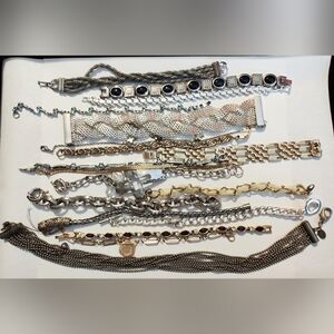 Vintage Gold & Silver Tone Bracelet Lot 17 Pieces Costume Jewelry Fashion